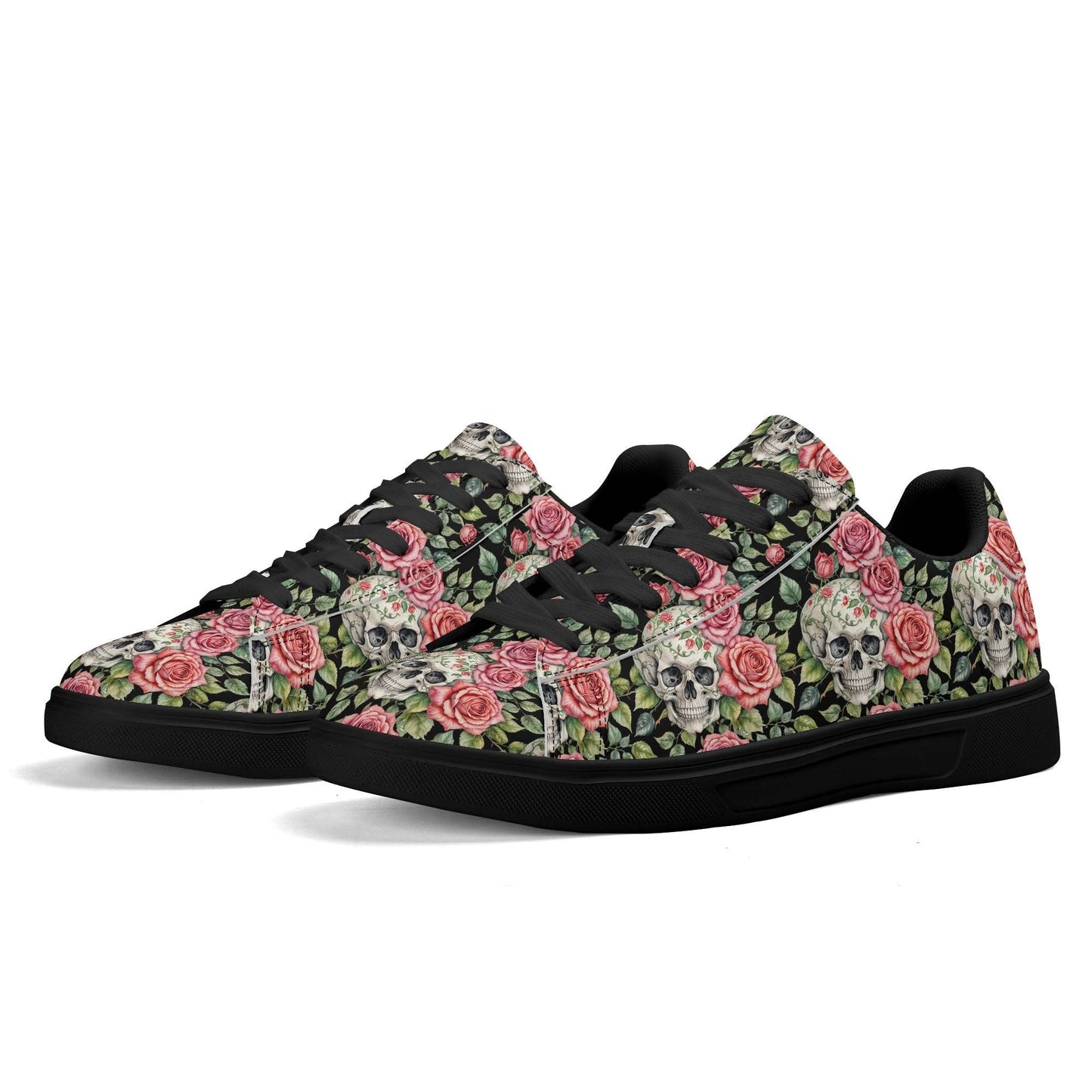 Pink Skulls Adult Lightweight Brand Low Top Leather Shoes - DeRose Seasonal