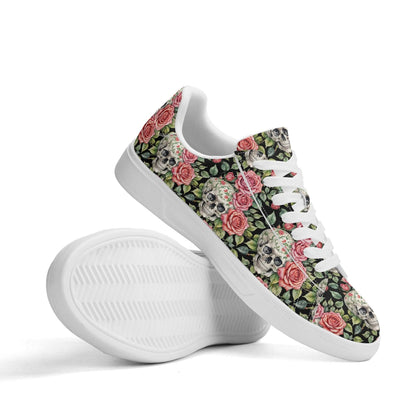 Pink Skulls Adult Lightweight Brand Low Top Leather Shoes - DeRose Seasonal