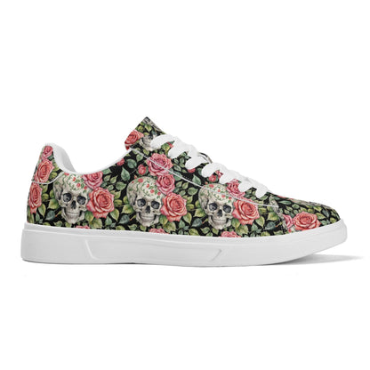 Pink Skulls Adult Lightweight Brand Low Top Leather Shoes - DeRose Seasonal
