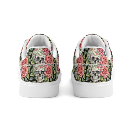 Pink Skulls Adult Lightweight Brand Low Top Leather Shoes - DeRose Seasonal