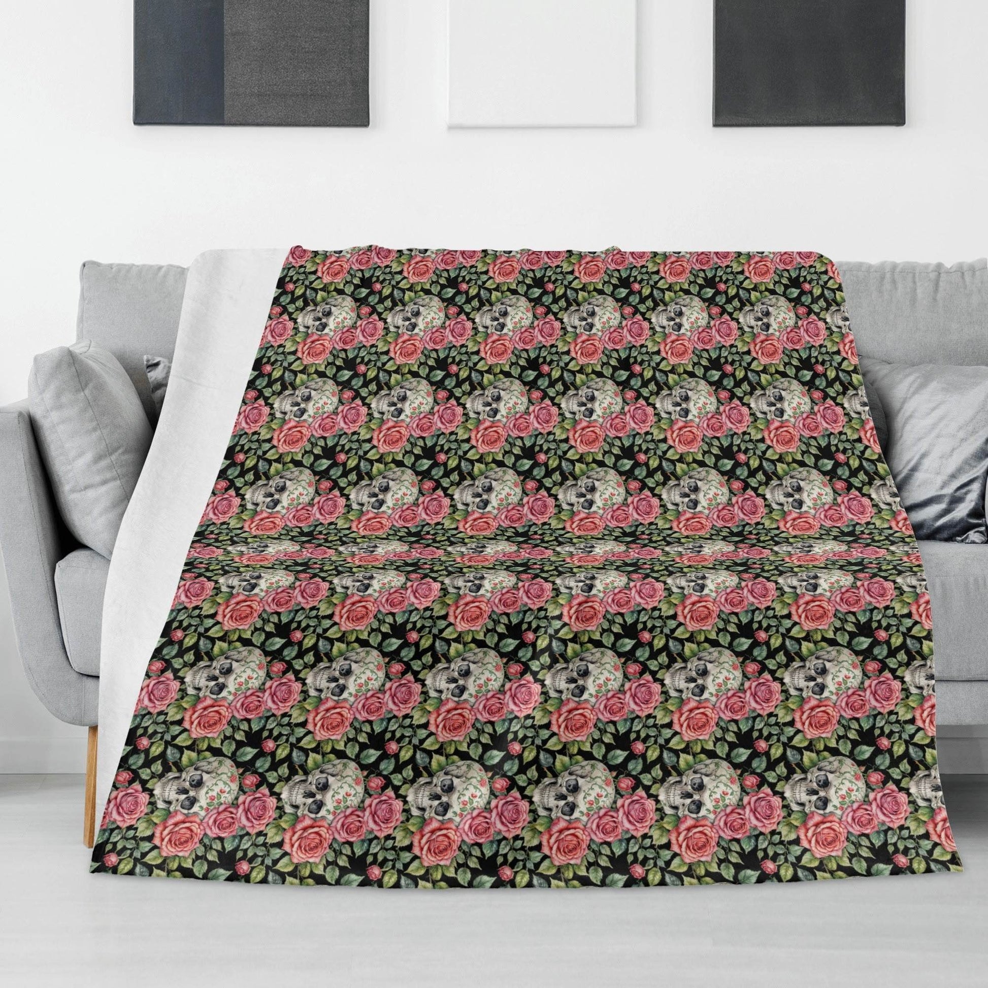 Pink Skulls Flannel Breathable Blanket 4 Sizes - DeRose Seasonal