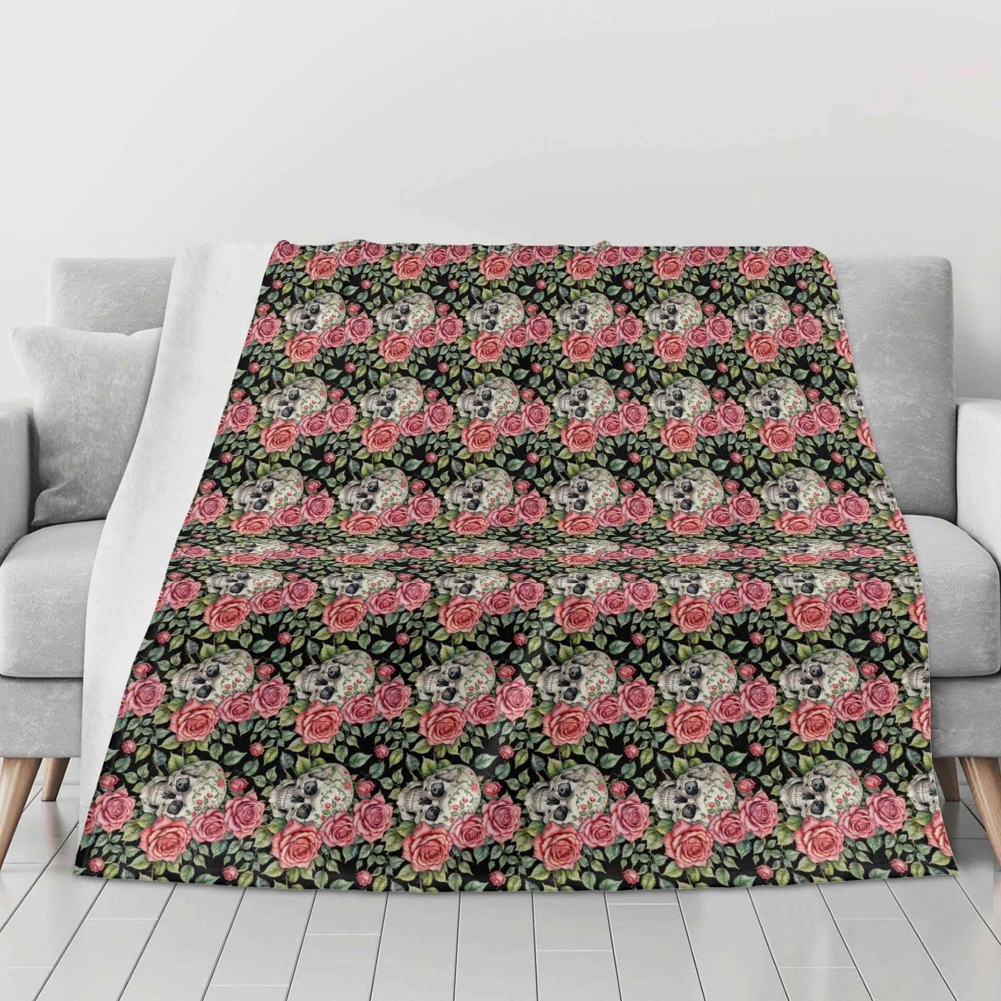 Pink Skulls Flannel Breathable Blanket 4 Sizes - DeRose Seasonal