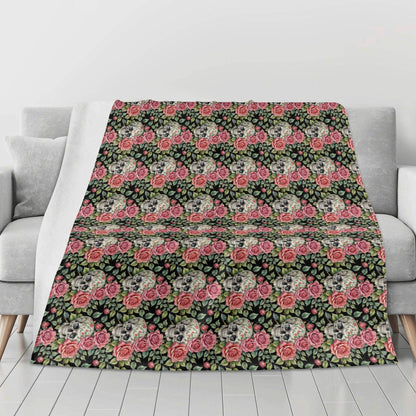 Pink Skulls Flannel Breathable Blanket 4 Sizes - DeRose Seasonal