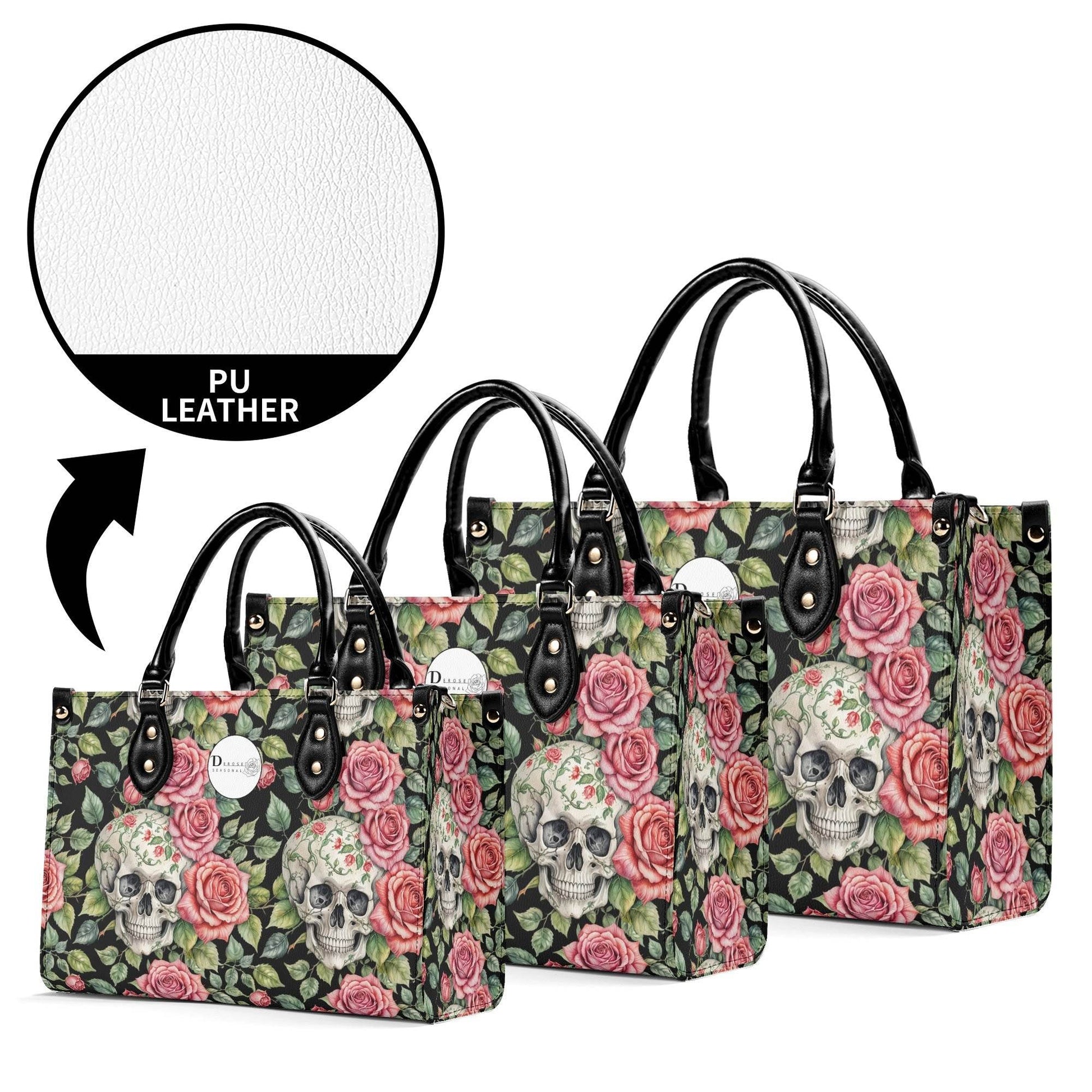 Pink Skulls Luxury Women's Leather Handbag - DeRose Seasonal