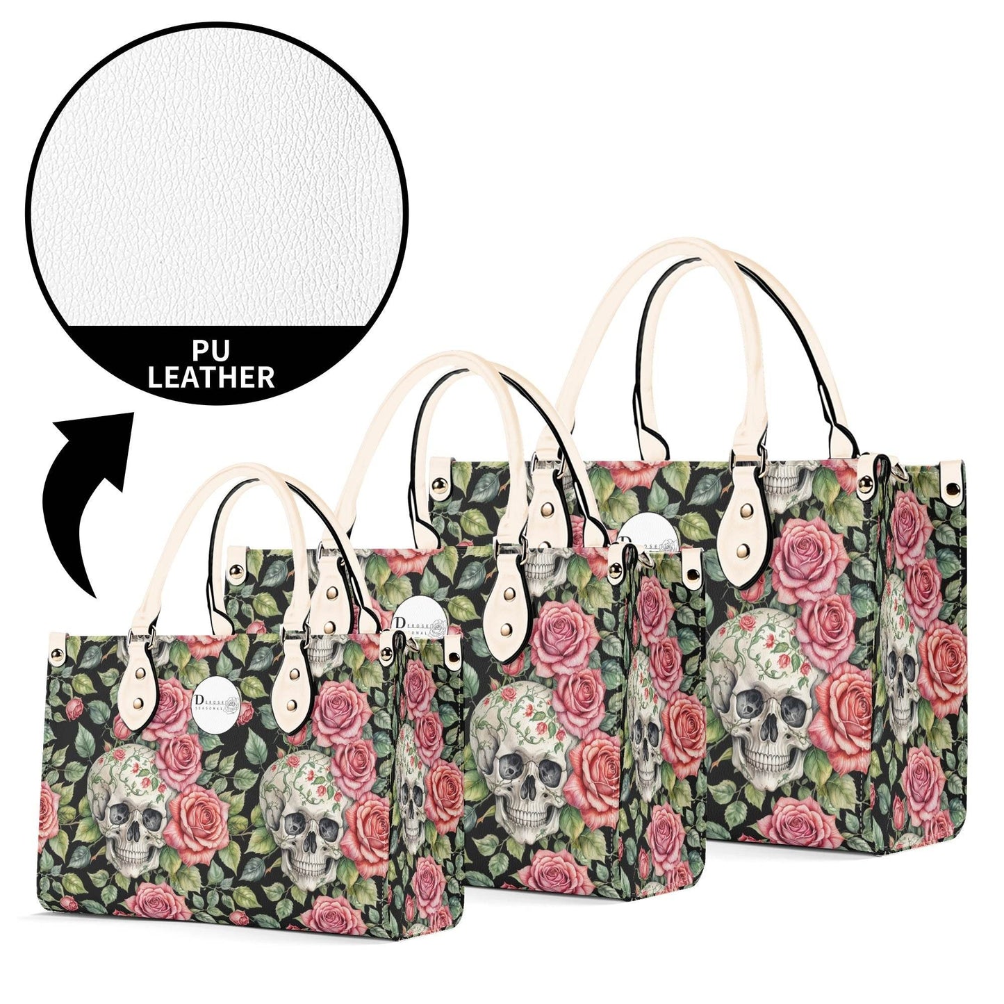 Pink Skulls Luxury Women's Leather Handbag - DeRose Seasonal