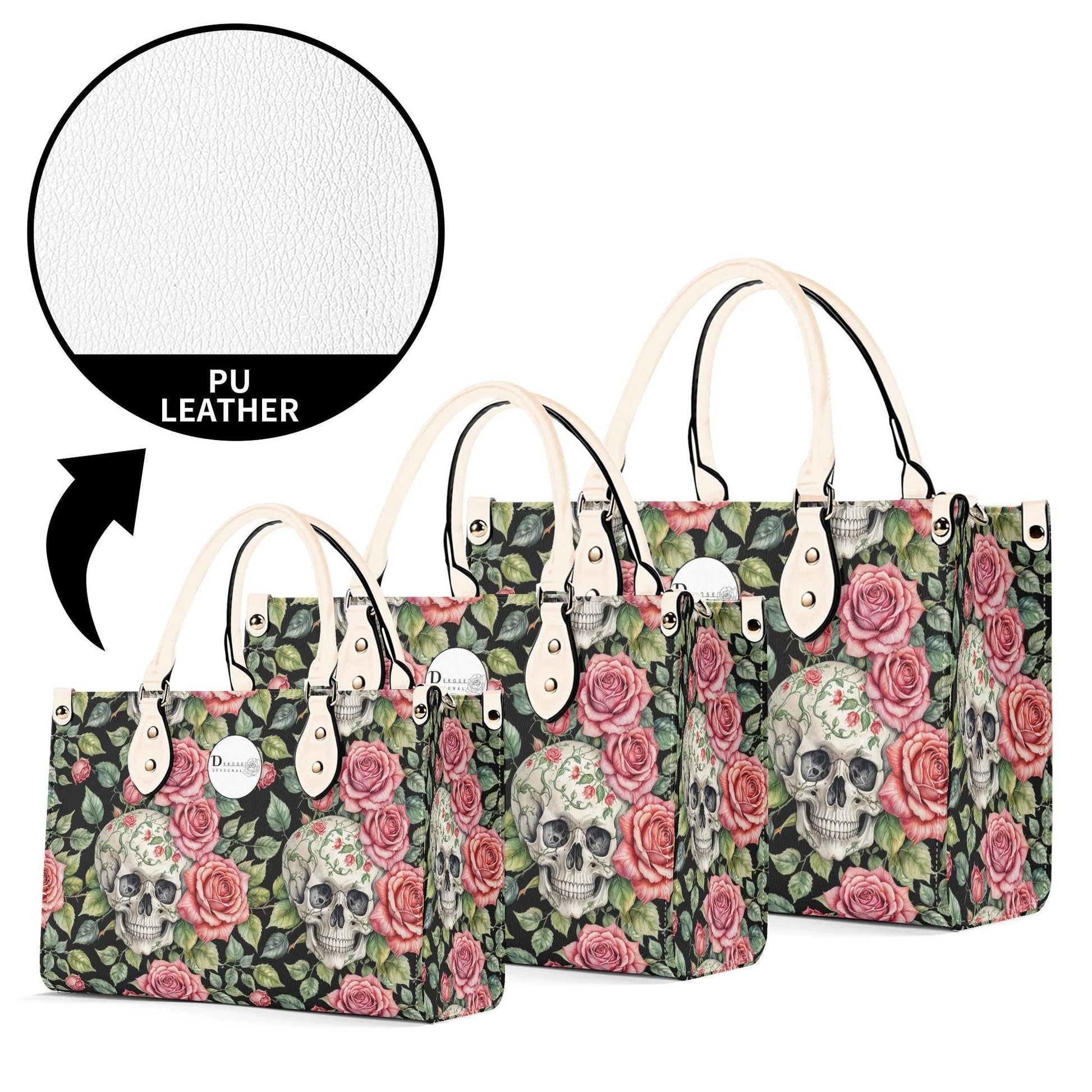 Pink Skulls Luxury Women's Leather Handbag - DeRose Seasonal
