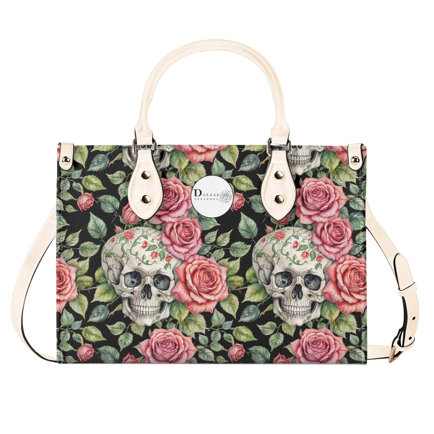 Pink Skulls Luxury Women's Leather Handbag - DeRose Seasonal