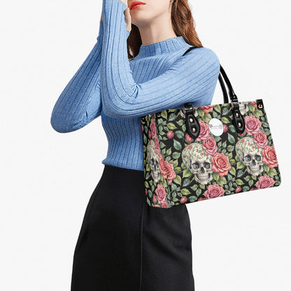 Pink Skulls Luxury Women's Leather Handbag - DeRose Seasonal