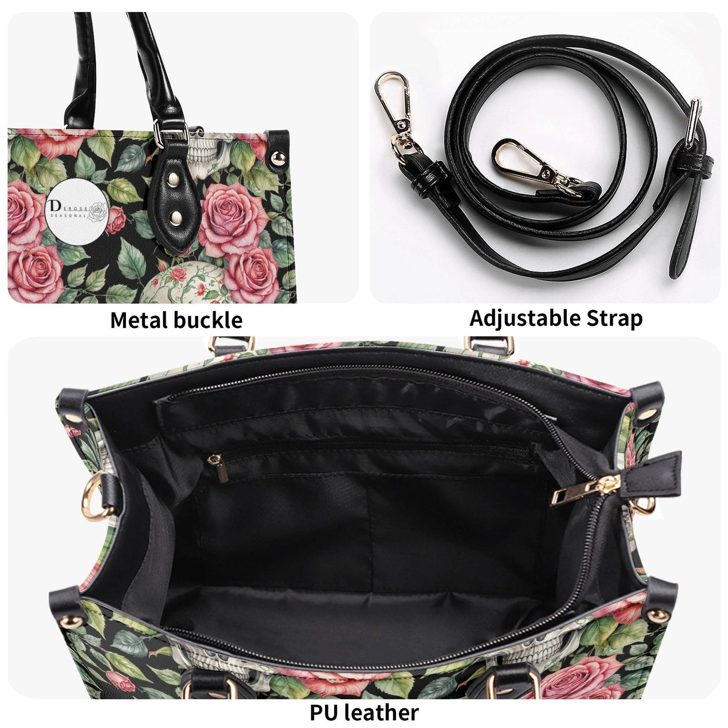 Pink Skulls Luxury Women's Leather Handbag - DeRose Seasonal