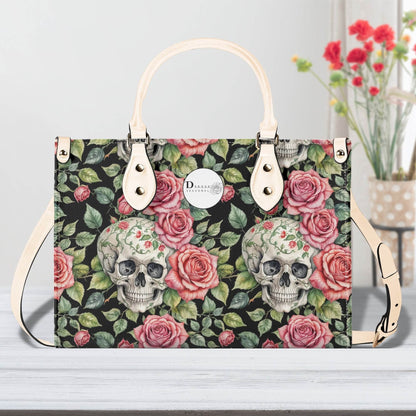 Pink Skulls Luxury Women's Leather Handbag - DeRose Seasonal