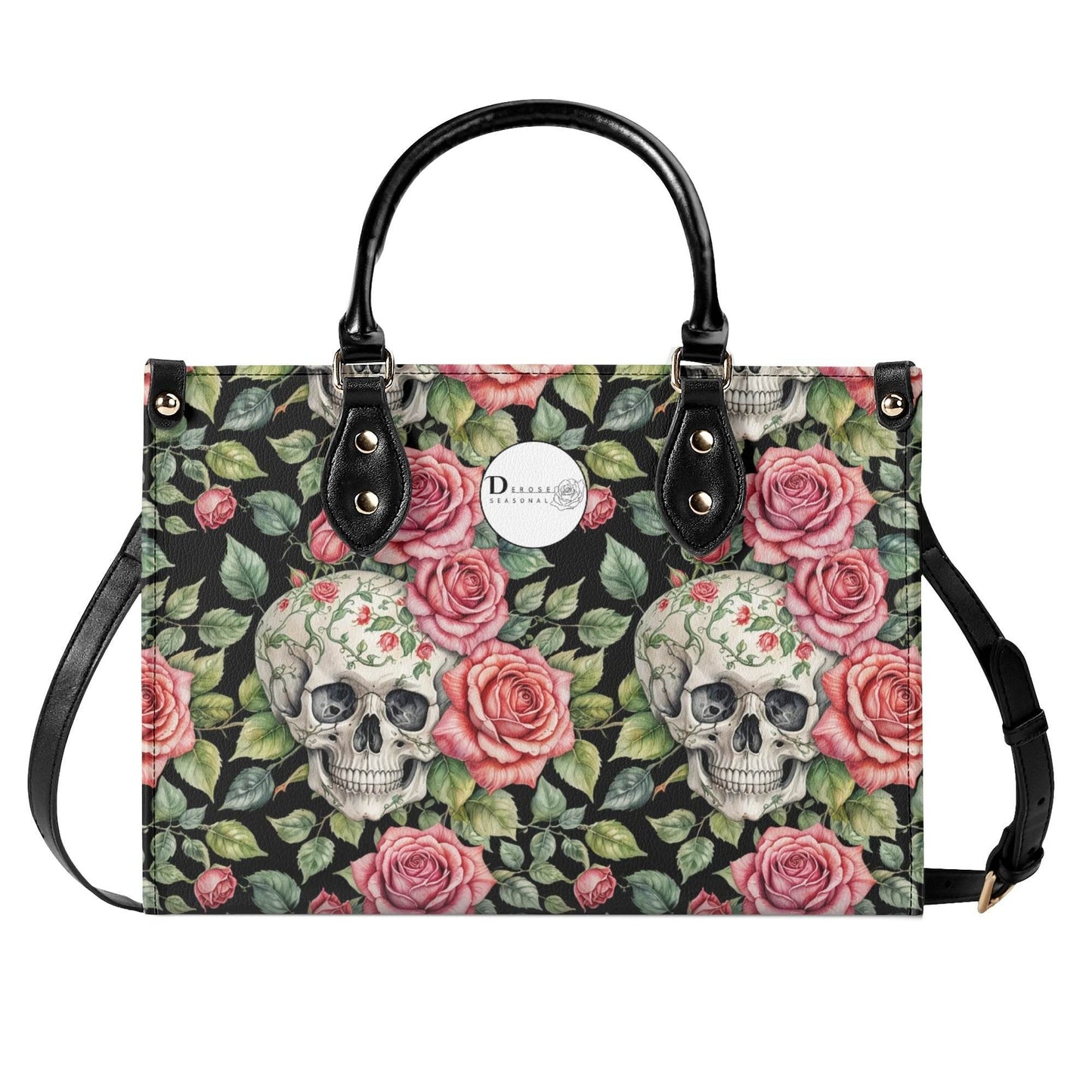 Pink Skulls Luxury Women's Leather Handbag - DeRose Seasonal