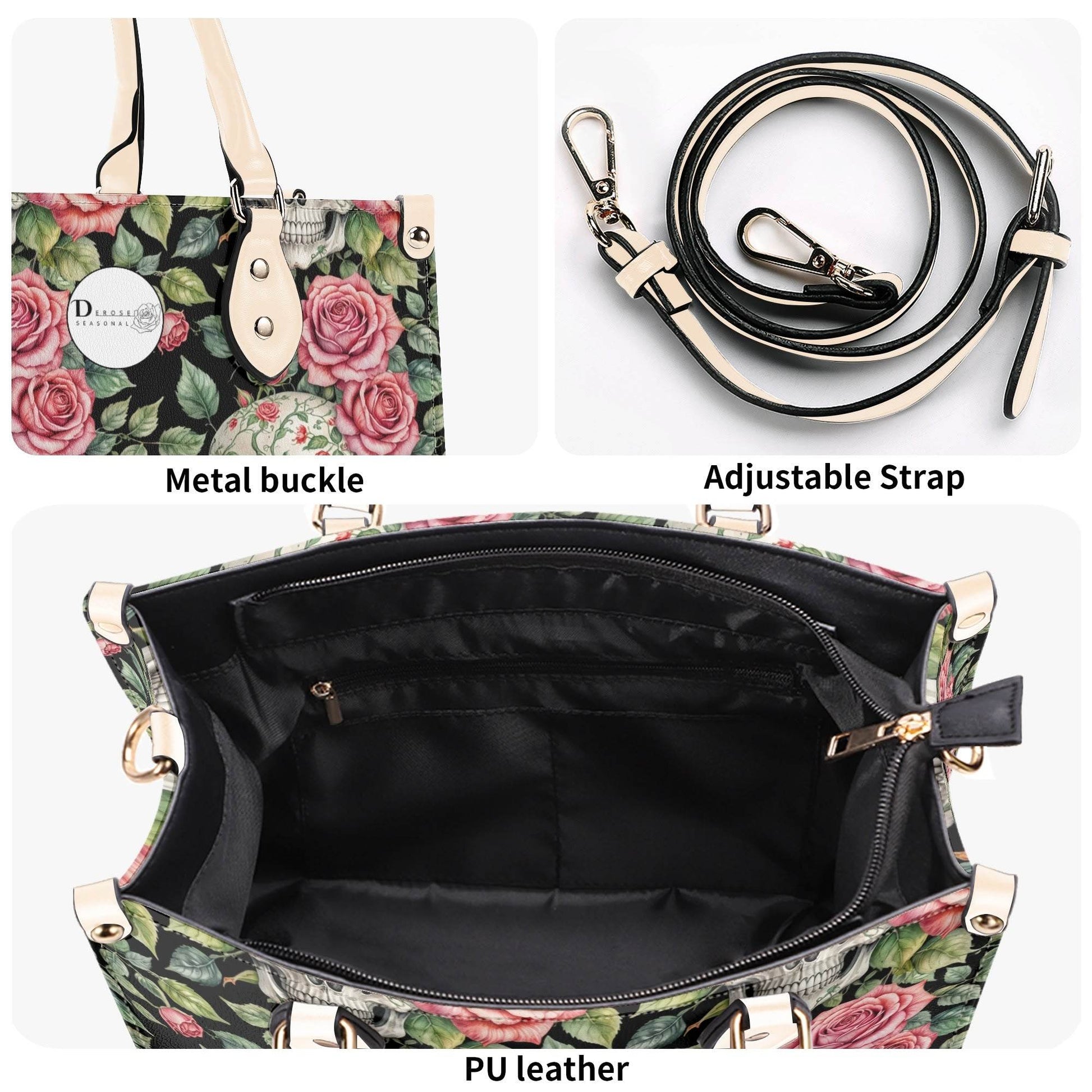 Pink Skulls Luxury Women's Leather Handbag - DeRose Seasonal