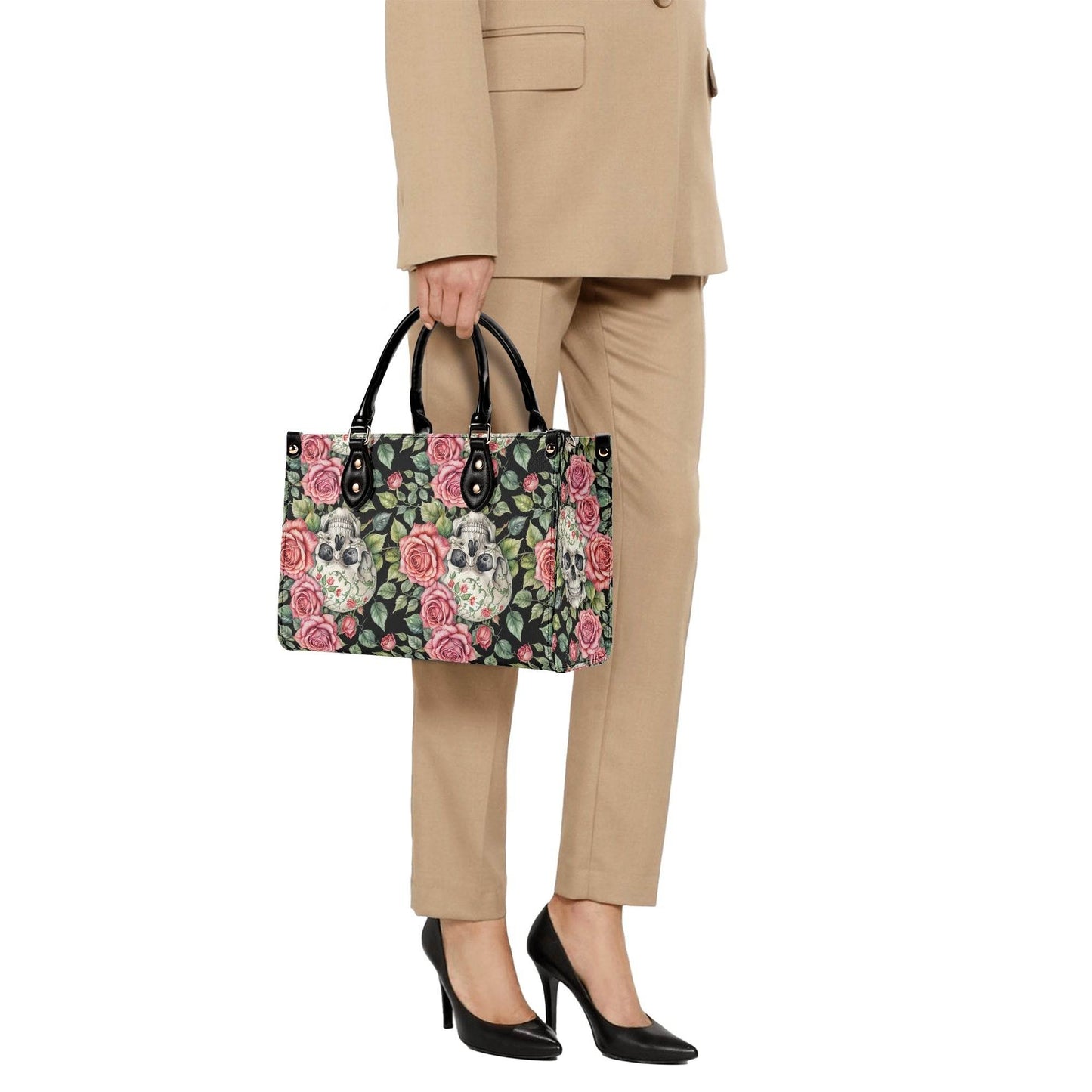 Pink Skulls Luxury Women's Leather Handbag - DeRose Seasonal