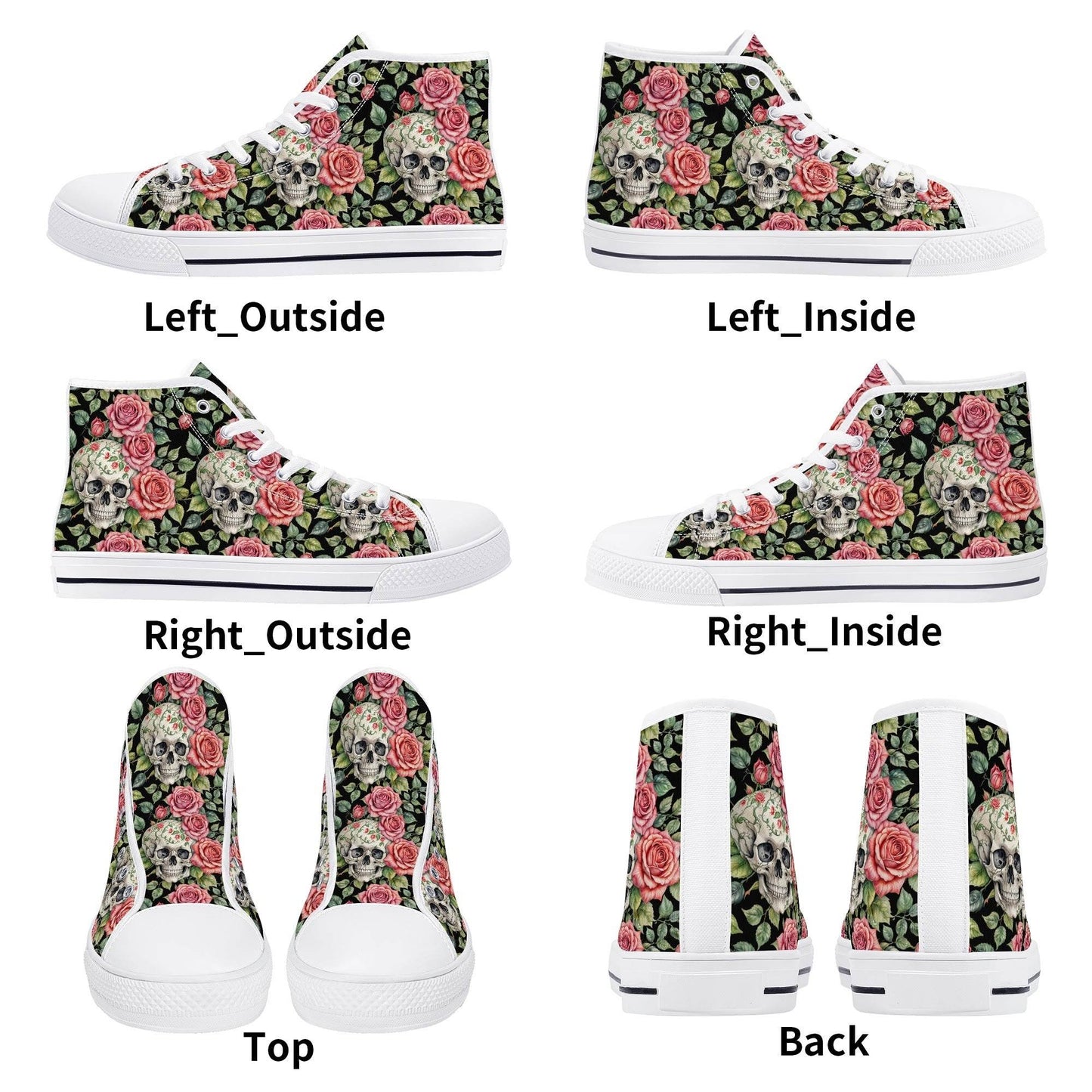 Pink Skulls Men's High Top Canvas Shoes - DeRose Seasonal