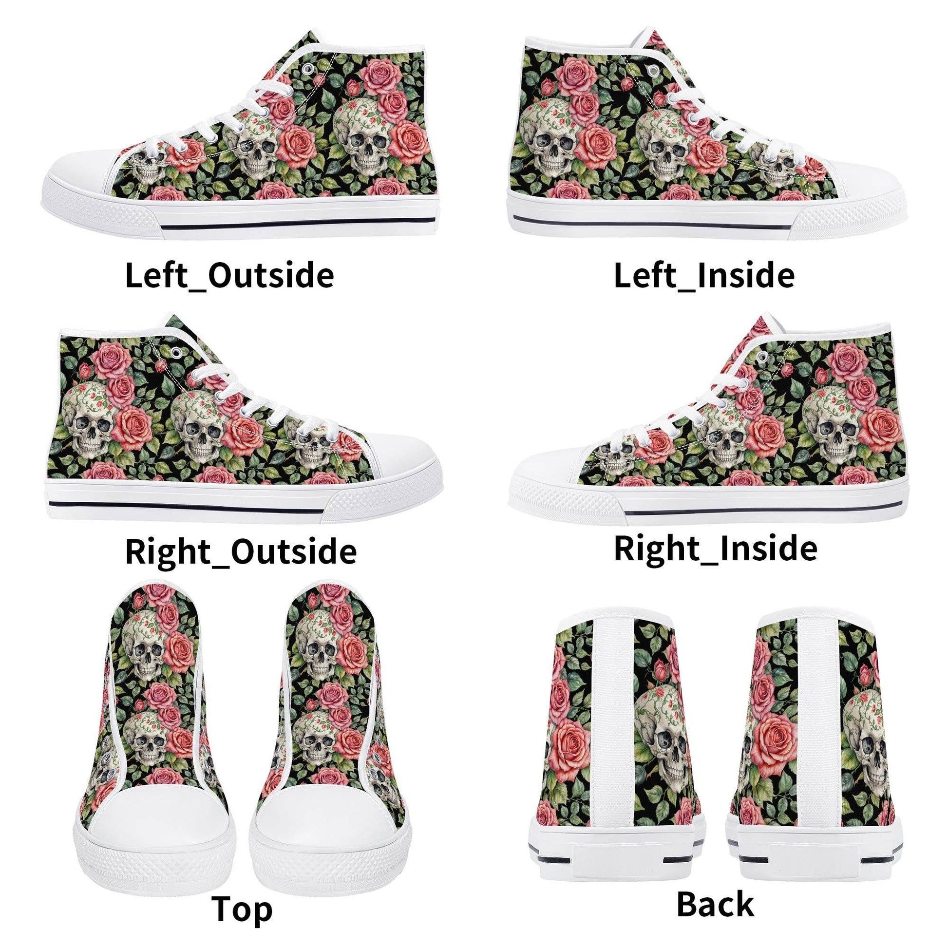 Pink Skulls Men's High Top Canvas Shoes - DeRose Seasonal