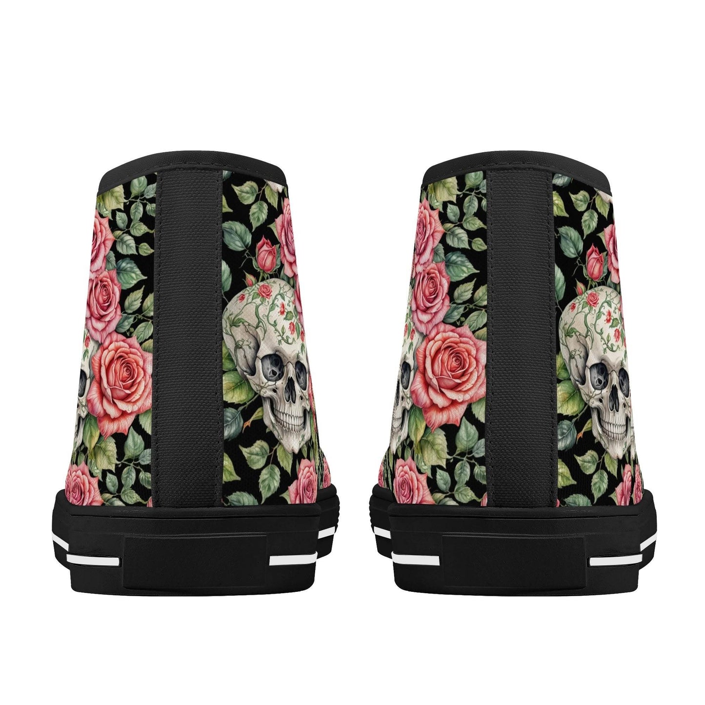 Pink Skulls Men's High Top Canvas Shoes - DeRose Seasonal