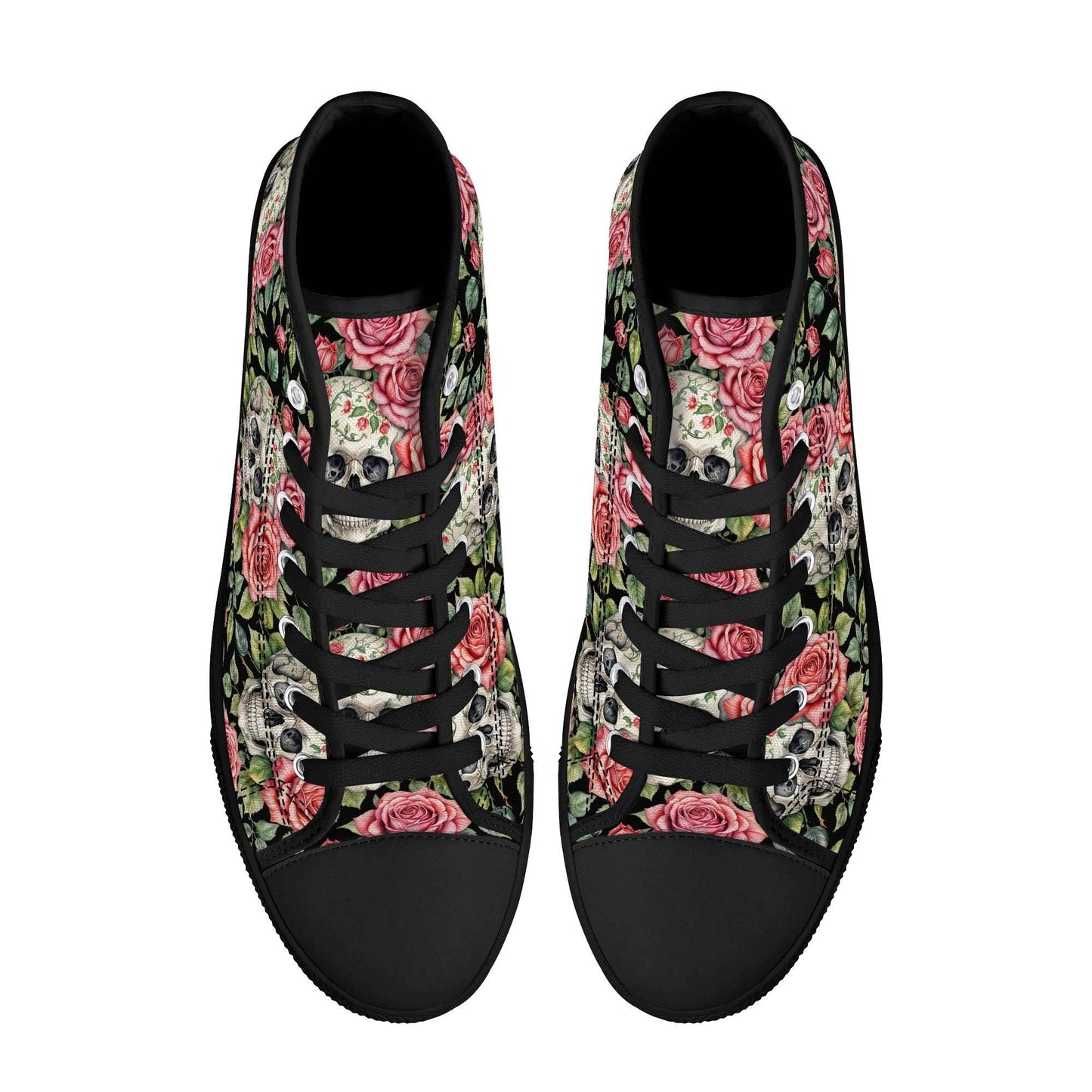 Pink Skulls Men's High Top Canvas Shoes - DeRose Seasonal