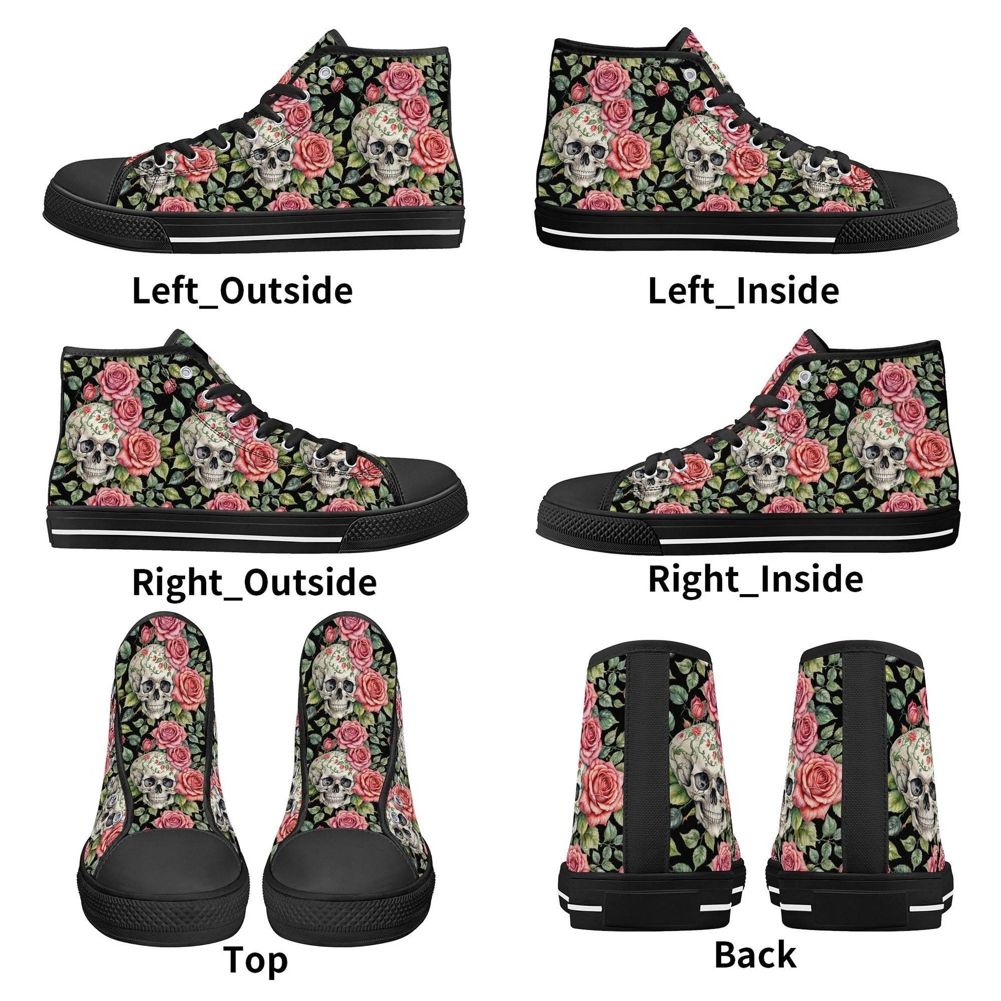 Pink Skulls Men's High Top Canvas Shoes - DeRose Seasonal