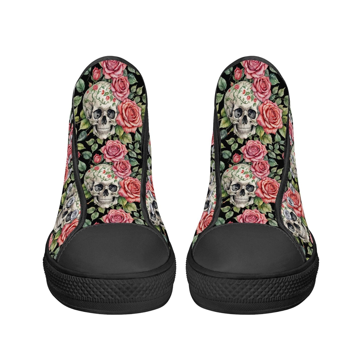 Pink Skulls Men's High Top Canvas Shoes - DeRose Seasonal