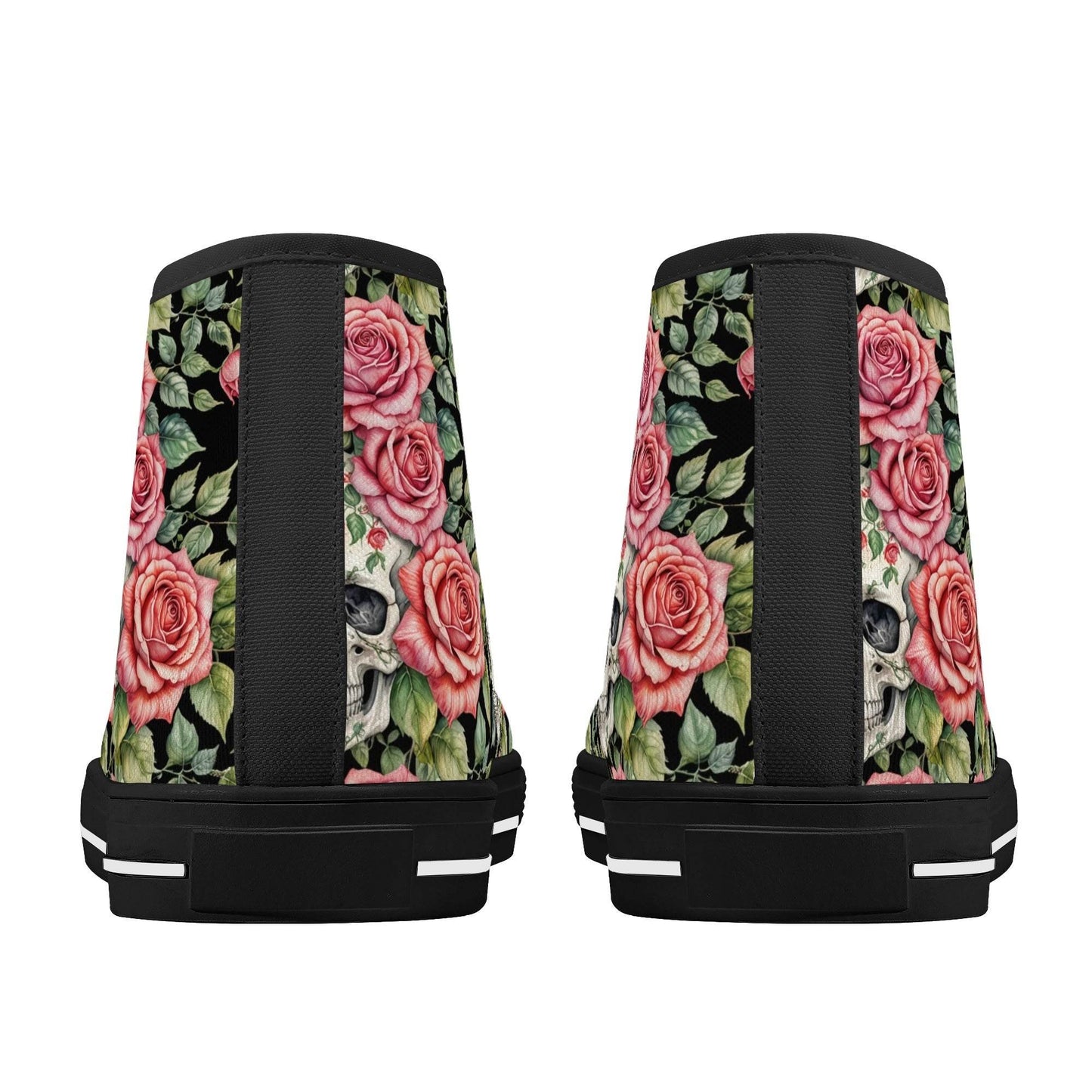 Pink Skulls Women's High Top Canvas Shoes - DeRose Seasonal