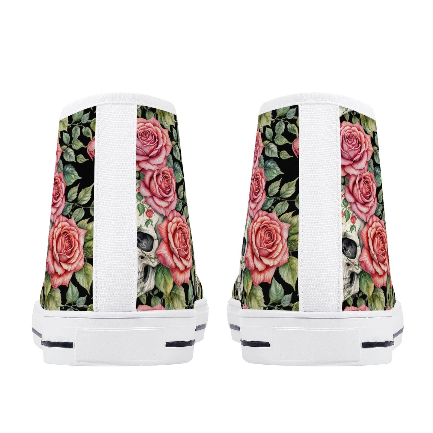 Pink Skulls Women's High Top Canvas Shoes - DeRose Seasonal