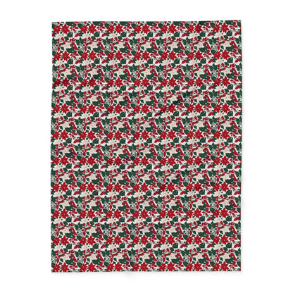 Red and White Poinsettia Arctic Fleece Blanket - 3 sizes - DeRose Seasonal