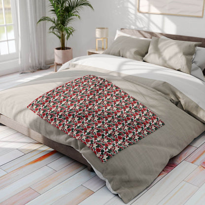 Red and White Poinsettia Arctic Fleece Blanket - 3 sizes - DeRose Seasonal