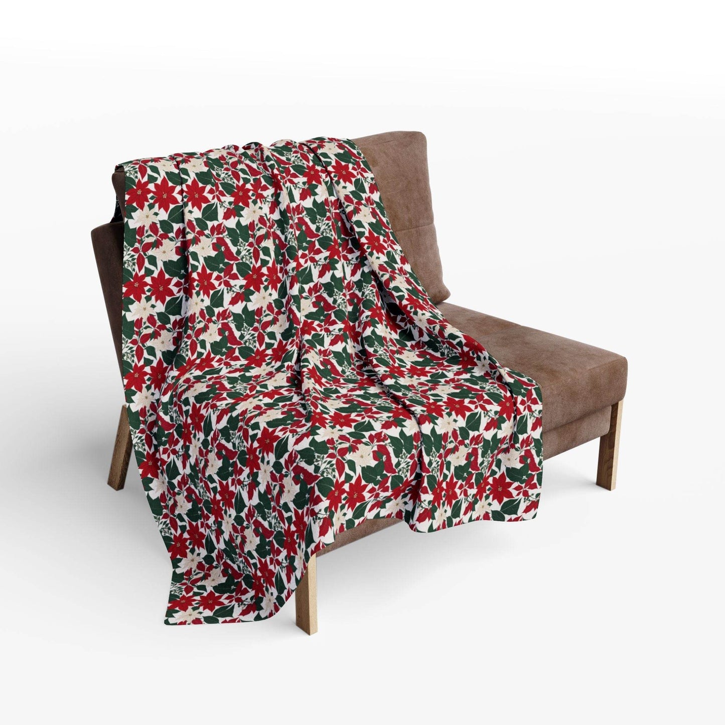 Red and White Poinsettia Arctic Fleece Blanket - 3 sizes - DeRose Seasonal