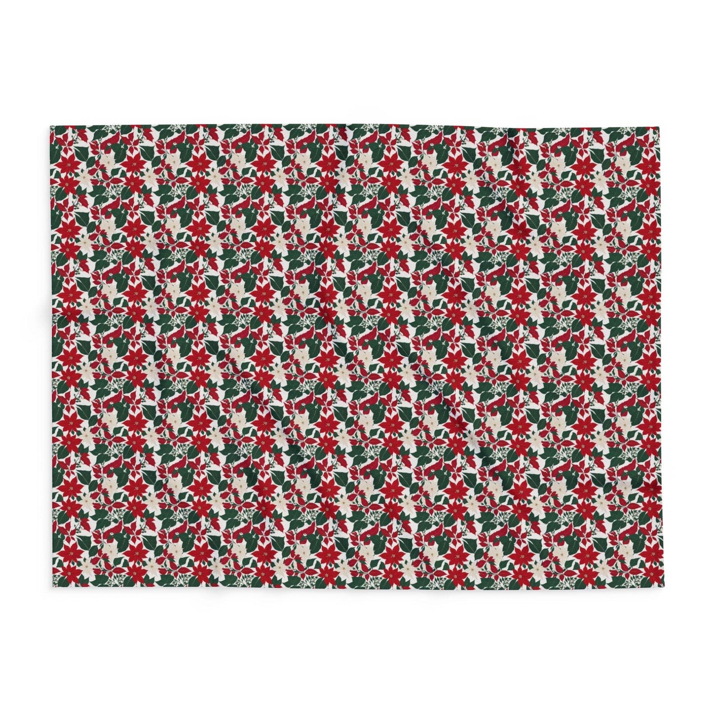 Red and White Poinsettia Arctic Fleece Blanket - 3 sizes - DeRose Seasonal