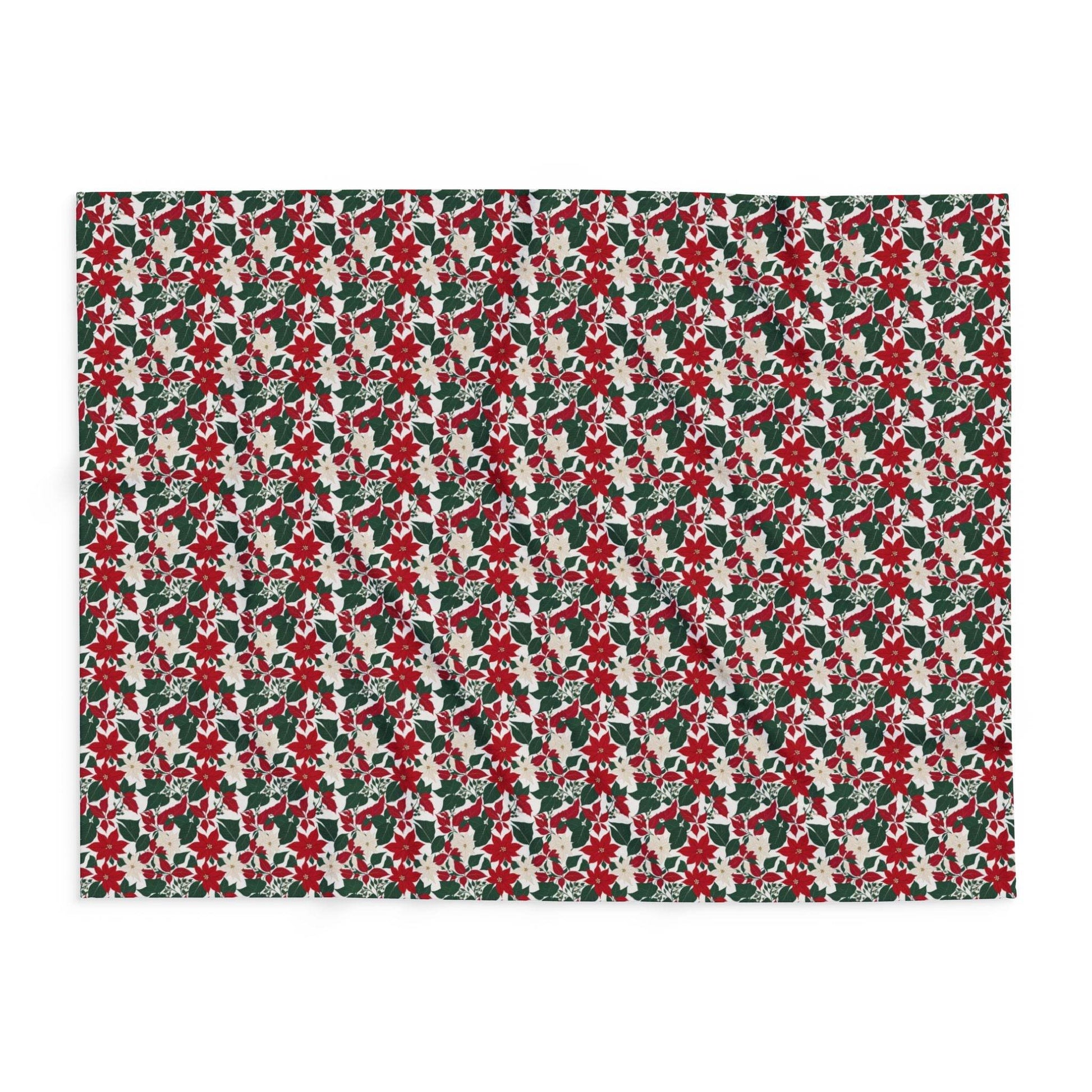 Red and White Poinsettia Arctic Fleece Blanket - 3 sizes - DeRose Seasonal