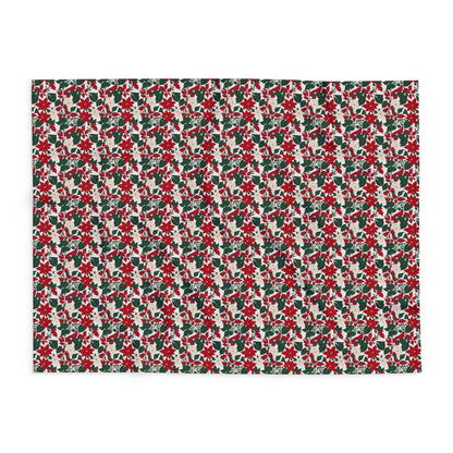 Red and White Poinsettia Arctic Fleece Blanket - 3 sizes - DeRose Seasonal