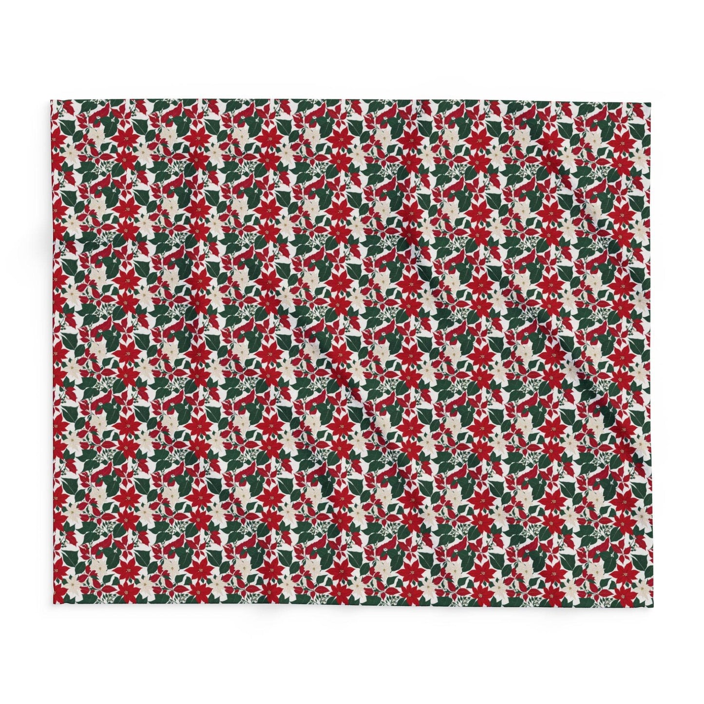 Red and White Poinsettia Arctic Fleece Blanket - 3 sizes - DeRose Seasonal