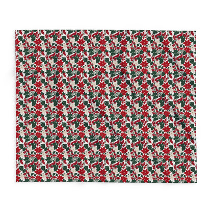 Red and White Poinsettia Arctic Fleece Blanket - 3 sizes - DeRose Seasonal