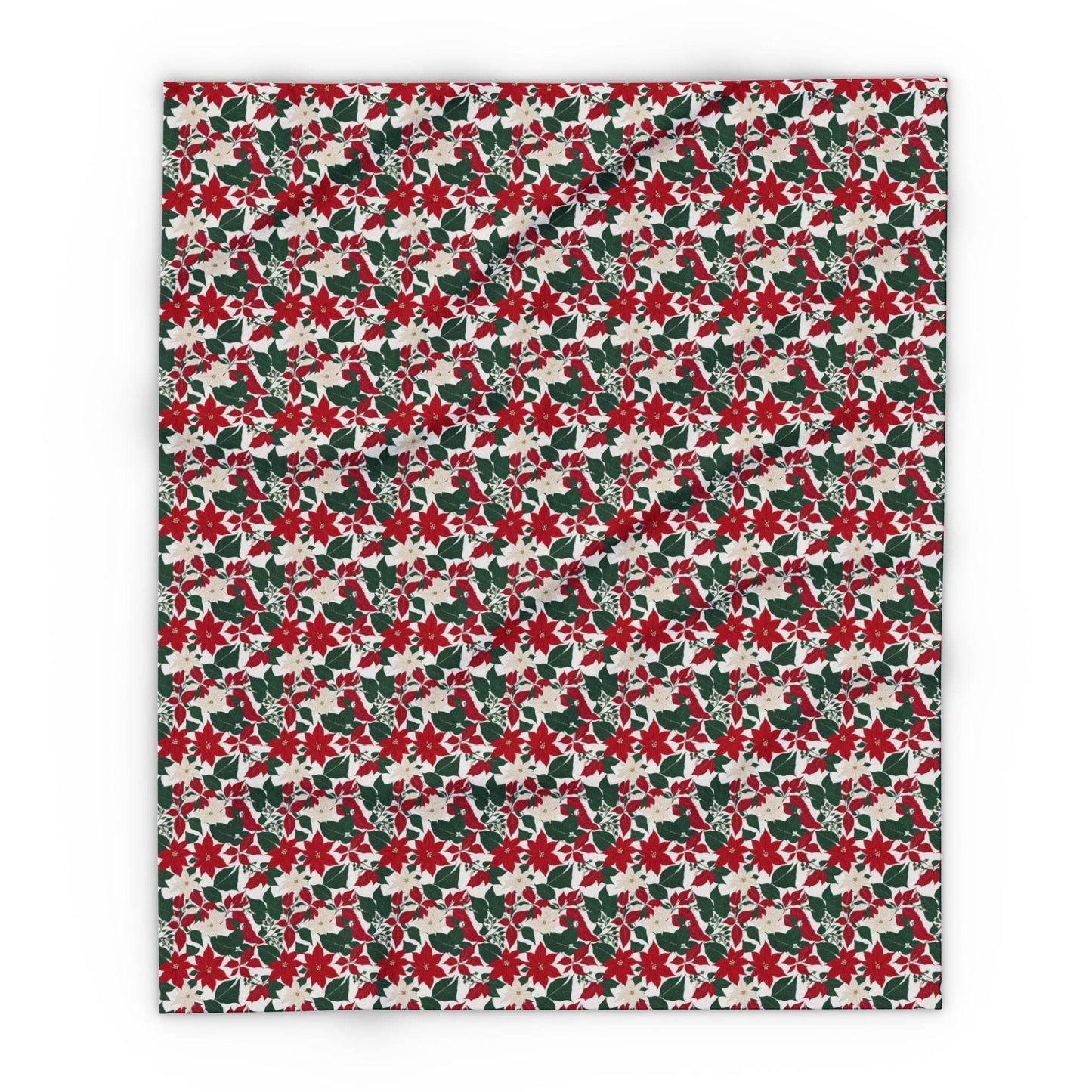 Red and White Poinsettia Arctic Fleece Blanket - 3 sizes - DeRose Seasonal