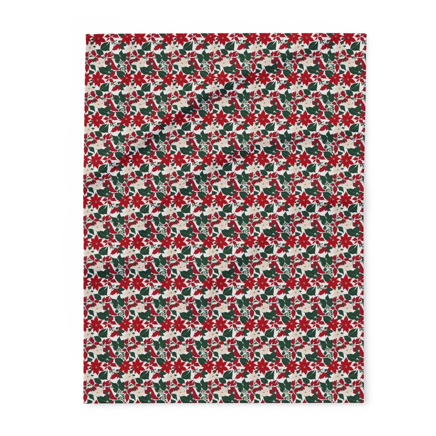Red and White Poinsettia Arctic Fleece Blanket - 3 sizes - DeRose Seasonal