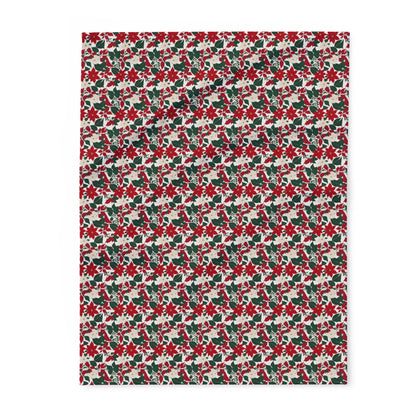 Red and White Poinsettia Arctic Fleece Blanket - 3 sizes - DeRose Seasonal