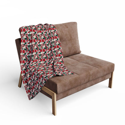 Red and White Poinsettia Arctic Fleece Blanket - 3 sizes - DeRose Seasonal