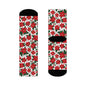 Poinsettia Floral Polyester Christmas Crew Socks 3 sizes - DeRose Seasonal