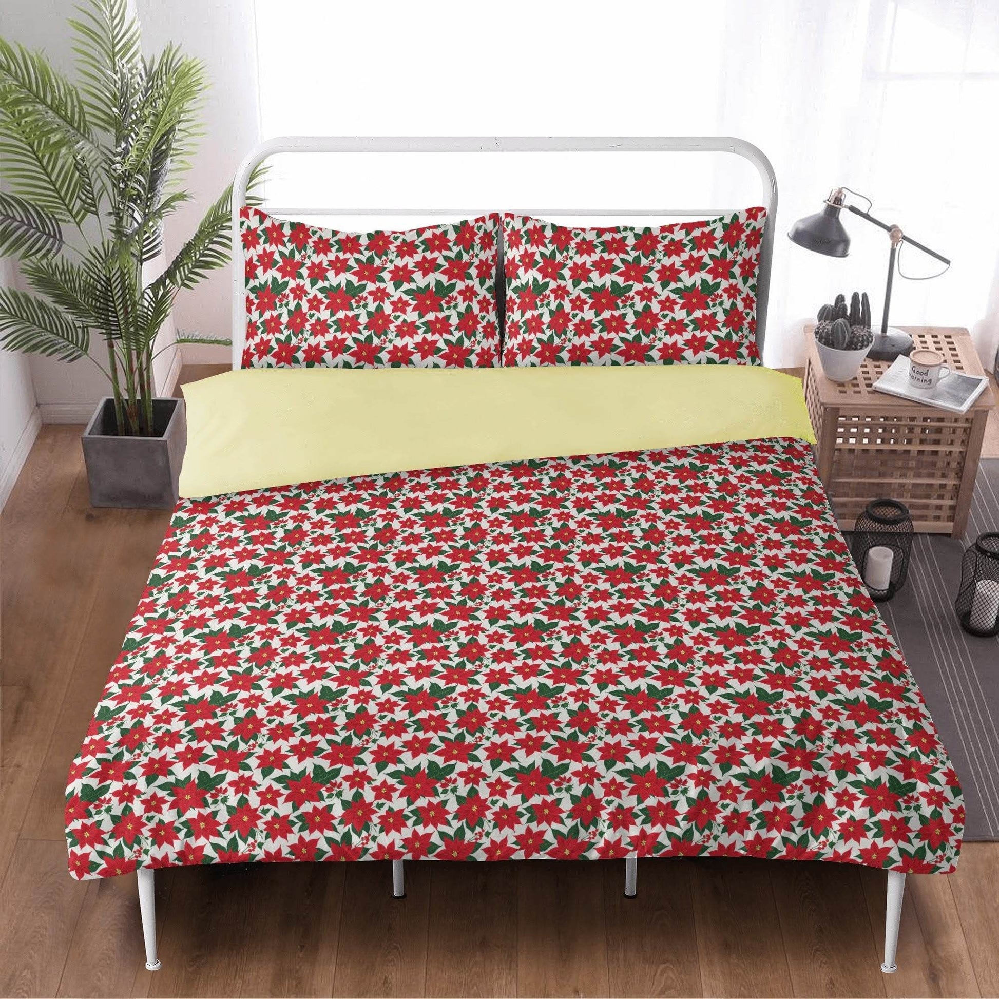 Poinsettia Floral 3 Pcs Beddings - DeRose Seasonal