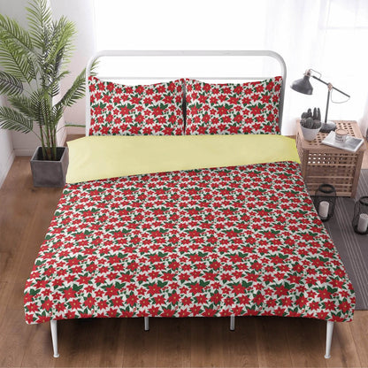 Poinsettia Floral 3 Pcs Beddings - DeRose Seasonal