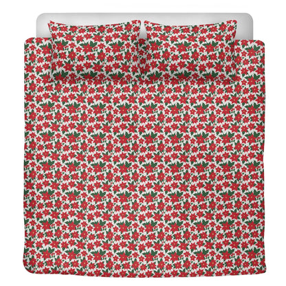 Poinsettia Floral 3 Pcs Beddings - DeRose Seasonal