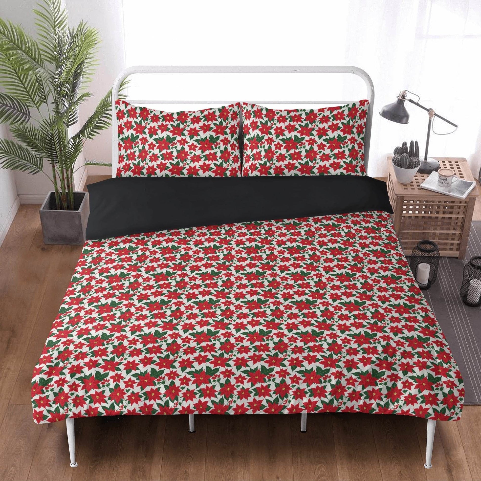 Poinsettia Floral 3 Pcs Beddings - DeRose Seasonal