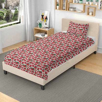 Poinsettia Floral 3 Pcs Beddings - DeRose Seasonal