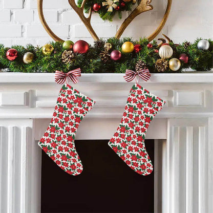 Poinsettia Floral Christmas Santa Stockings - BUY ONE GET ONE FREE -BOGO - DeRose Seasonal