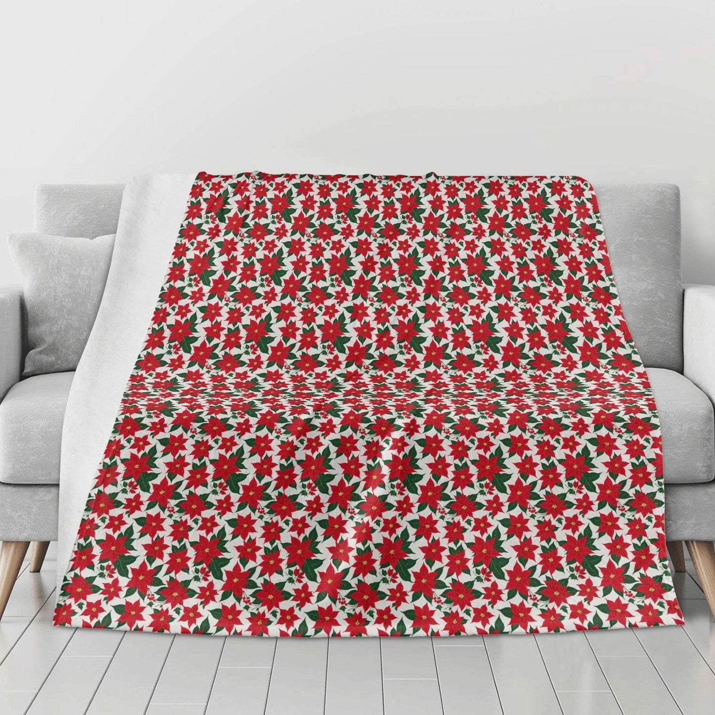 Poinsettia Floral Flannel Breathable Blanket 4 Sizes - DeRose Seasonal