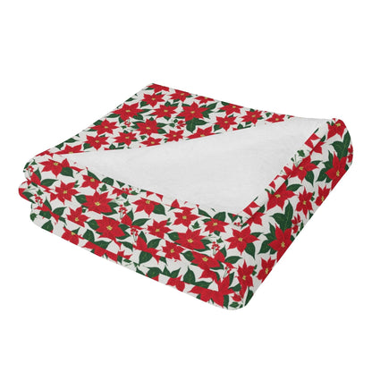 Poinsettia Floral Flannel Breathable Blanket 4 Sizes - DeRose Seasonal