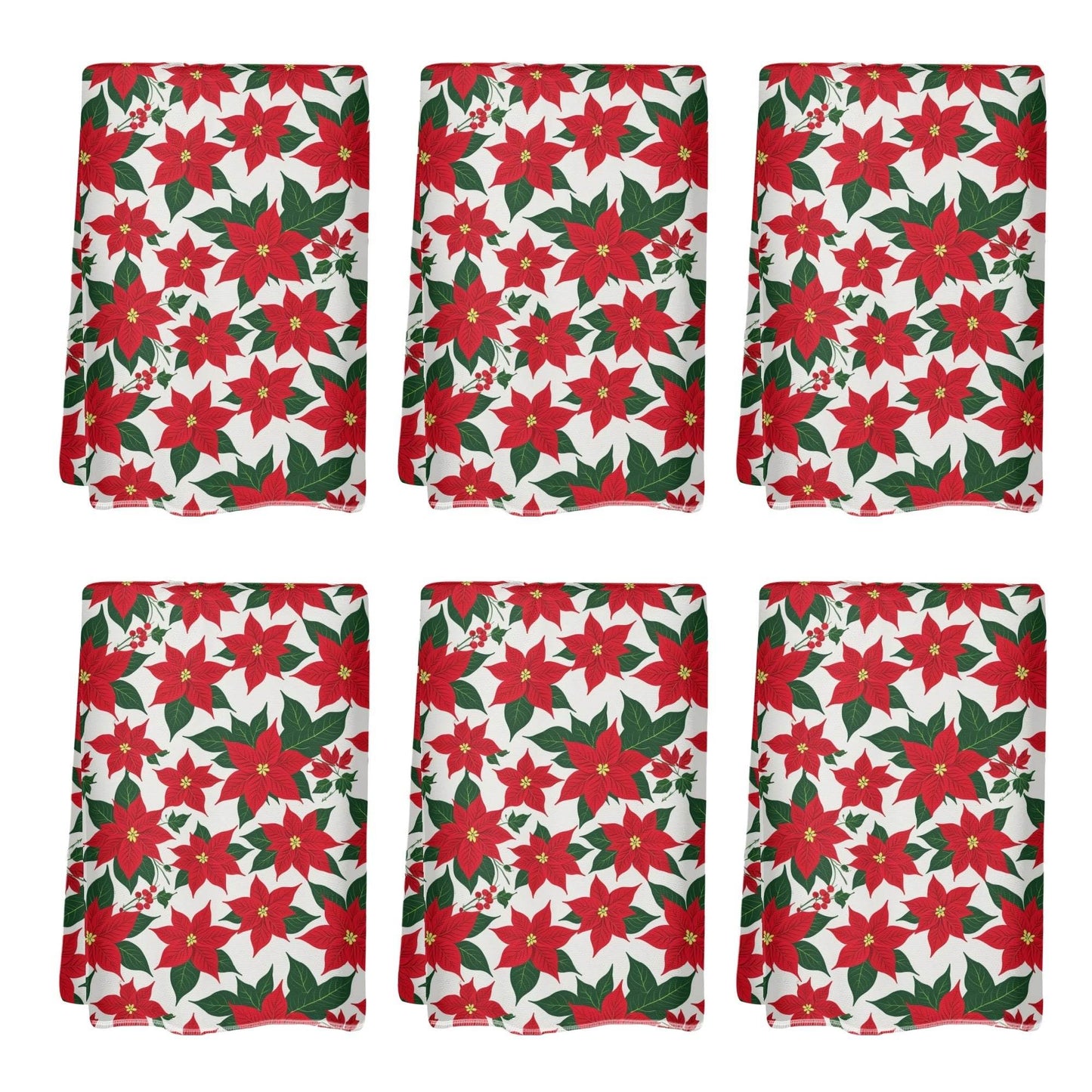 Poinsettia Floral Hand Towels (6 Pcs) - DeRose Seasonal