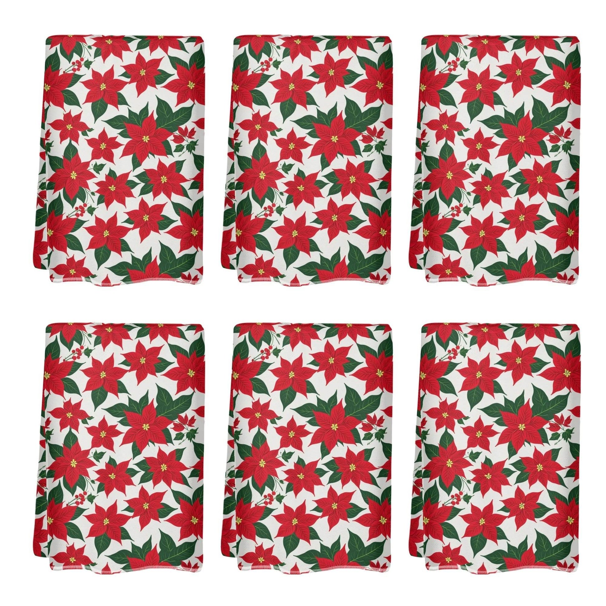 Poinsettia Floral Hand Towels (6 Pcs) - DeRose Seasonal