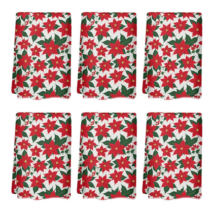 Poinsettia Floral Hand Towels (6 Pcs) - DeRose Seasonal