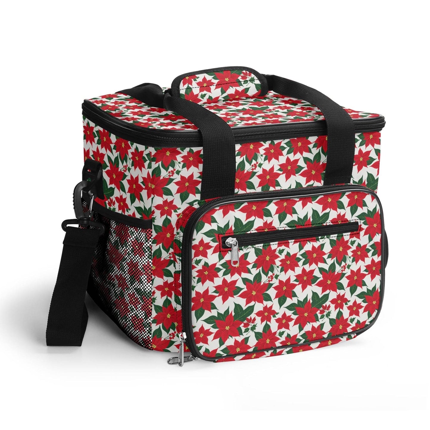 Poinsettia Floral Insulated Leakproof Cooler Bag Lunch Box - DeRose Seasonal